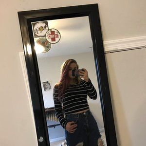 Navy Blue with White Stripes Long Sleeve Shirt